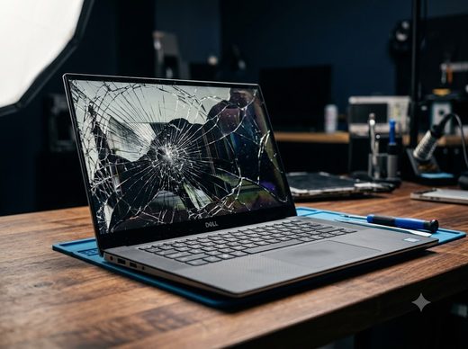 Notebook com a tela quebrada